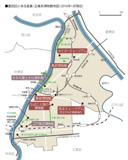 墨田区にある産業・企業系博物館地図（2016年1月現在）