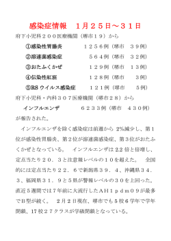感染症情報 1月25日～31日