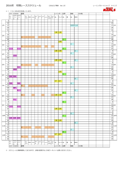 2016 race schedule.xlsx - レーシングカートショップケインズ＆TEAM