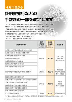 証明書発行などの 手数料の一部を改定します