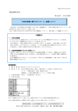 プレス発表 「『主婦の就業に関するアンケート』結果」