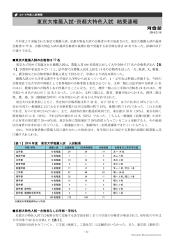 東京大推薦入試・京都大特色入試 結果速報 - Kei-Net