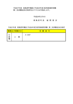 南 風 原 町 長 城 間 俊 安 A-1047 上 級 行 政 職 平成27年度 南風原町