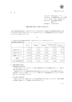 業績予想の修正に関するお知らせ