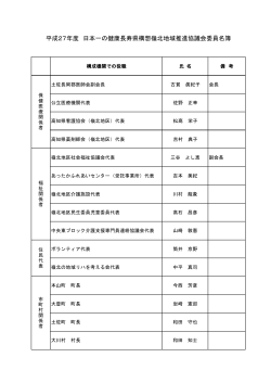 平成27年度 日本一の健康長寿県構想嶺北地域推進協議会委員名簿