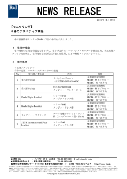 6件のデリバティブ商品を格下げ、モニター継続