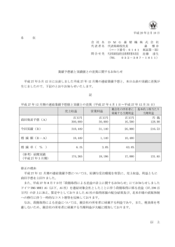 業績予想値と実績値との差異に関するお知らせ