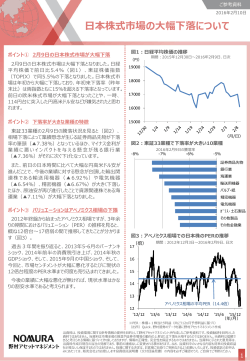 「日本株式市場の大幅下落について」を参考資料として掲載しました。