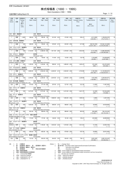 株式相場表（1000 ～ 1999）