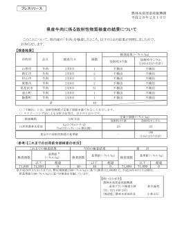 県産牛肉に係る放射性物質検査の結果について