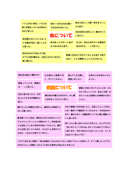 一つしかない命は、いろんな 思いが詰まっている大切なも のだと思った