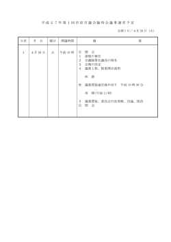 平成27年第1回市原市議会臨時会議事運営予定