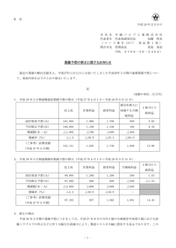 業績予想の修正に関するお知らせ