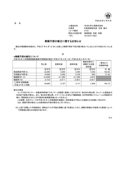 業績予想の修正に関するお知らせ