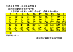 （平成28年度生） 静岡市立静岡看護専門学校 入学試験（推薦・一般）