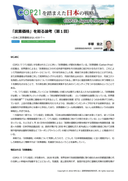 「炭素価格」を廻る論考（第1回） - NPO法人 国際環境経済研究所