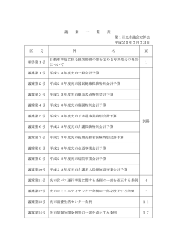 議 案 一 覧 表 第1回光市議会定例会 平成28年2月23日 区 分 件 名 頁