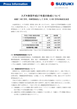 スズキ財団平成27年度の助成について