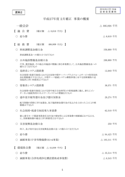 一般会計 平成27年度 2月補正 事業の概要