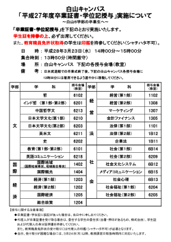 （文・経済・経営・法・社会・国際地域学部）卒業証書等授与会場 [PDF