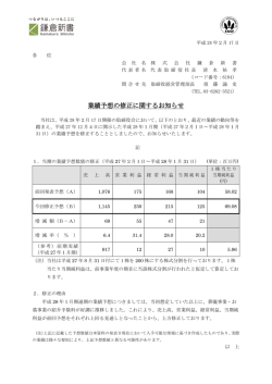 業績予想の修正に関するお知らせ