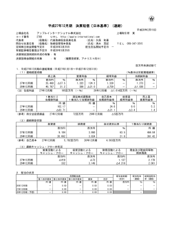 平成27年12月期 決算短信〔日本基準〕（連結）