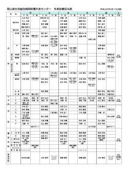 岡山済生会総合病院附属外来センター 外来診療担当表