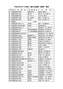 平成28年2月14日執行 藤沢市長選挙 投票所一覧表