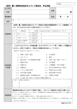 （仮称）鷺ノ宮駅周辺地区まちづくり検討会 申込用紙 歳 男 ・ 女