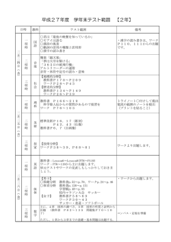 学年末テスト試験範囲