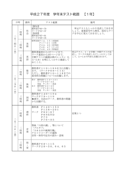 学年末テスト試験範囲