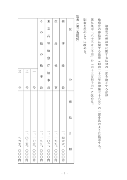 検察官 の 俸給 等に関す る法律の一部を改正す る法律 検察官の俸給等