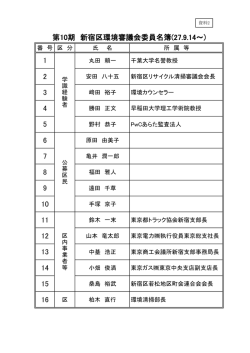 資料2 第10期 新宿区環境審議会委員名簿 平成27年9月14日現在 [PDF