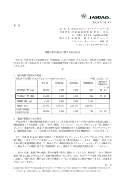 業績予想の修正に関するお知らせ