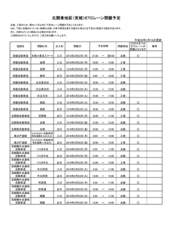 北関東地区（茨城）ETCレーン閉鎖予定