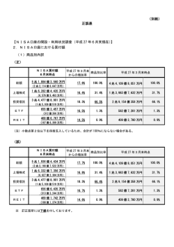 （別紙） 正誤表 【NISA口座の開設・利用状況調査（平成 27 年6月末現在