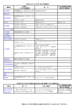 平成28（2016）年5月（皐月）劇場案内 劇場名 公演名 （ ）内は公演期間