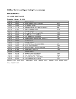 ISU Four Continents Figure Skating Championships TIME SCHEDULE