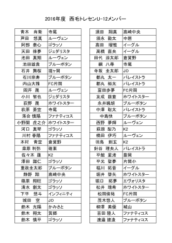 2016年度 西毛トレセンU-12メンバー