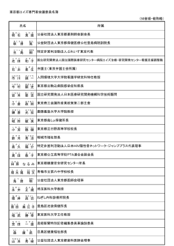 東京都エイズ専門家会議委員名簿 （50音順・敬称略） 氏名 所属 明 石 貴