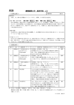英語 慶應義塾大学 経済学部 1/2 ＜全体分析＞ ＜大問分析