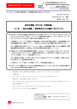 訪日外客数 - Japan National Tourist Organization