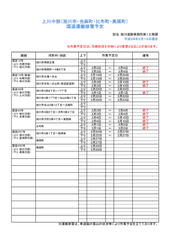 上川中部（旭川市・当麻町・比布町・美瑛町） 国道運搬排雪予定
