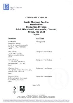 ISO9001認証書 (別紙1)