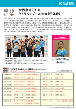 世界卓球2016 クアラルンプール大会《団体戦》