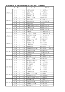 平成28年度 狂犬病予防定期集合注射日程表 (小倉南区)