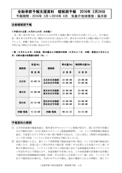 全般季節予報支援資料 暖候期予報 2016年 2月24日