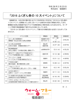 「2016 ふくぎん春の 10 大イベント」について