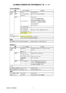 防火壁装施工用接着剤及び施工用資材登録商品名一覧 2016／2現在