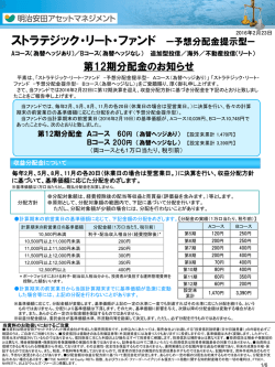 （為替ヘッジなし）～第12期決算 分配金のお知らせ